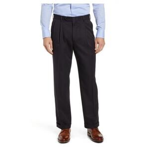 Berle Men's Pleated Unhemmed Dress Pants in Black Size 38 L